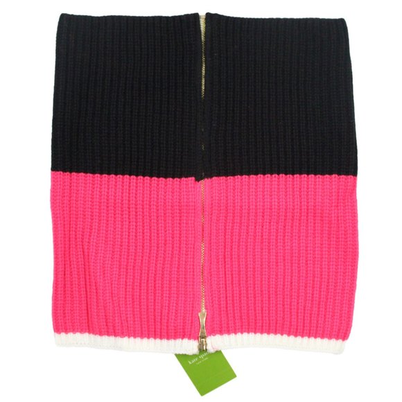KATE SPADE Color-block Rib Knit Zip-up Cowl Snood Neck Scarf - Picture 3 of 3